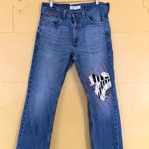OOAK Signature Levi Relaxed jeans with visible mending